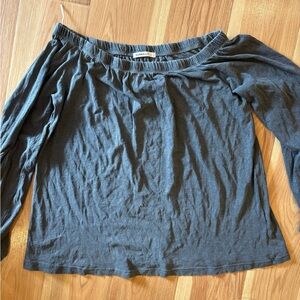 Sunnylife Off-Shoulder Long Sleeve Top in Charcoal